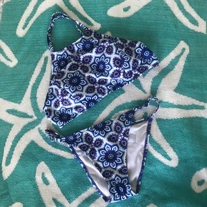Blue and White Swimsuit Bikini Small